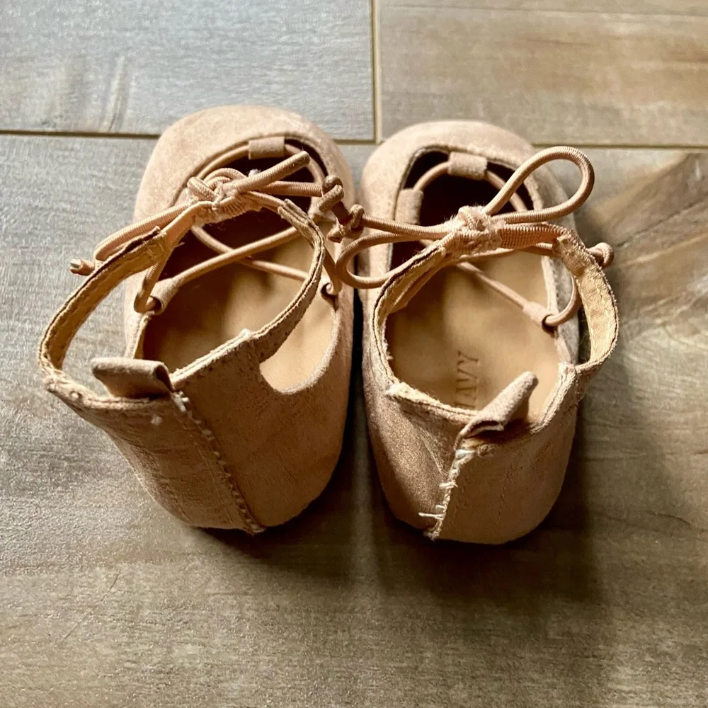 Old Navy Sueded Lace-Up Ballet Flats for Baby in Blush